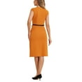 thumbnail image 3 of INSPIRE CHIC Women's Elegant Dress Cap Sleeve Belted Wear-to-Work Mother's Day Sheath Dresses Orange S, 3 of 6
