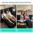 thumbnail image 3 of LINSY HOME 6 Seaterss Sectional Couches for Living Room, Sleeper Sofa Bed with Storage Seat, Pull Out Couch Bed with Ottoman, Black, 3 of 11