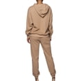 thumbnail image 3 of DYMADE Women Waffled Young Style Hooded Long Sleeved Top And Trousers Two-piece Suit, 3 of 4