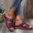 thumbnail image 2 of Domuza Womens Orthopedic Sandals Non Slip Slip on Arch Support Flat Wedge Sandals Lightweight Walking Shoes 2026 Comfort Foam Shoes Wine 7.5（EU-39）, 2 of 5