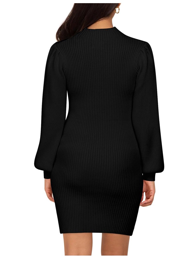 Popoship Maternity Sweater Dress for Pregnant Women Turtleneck Puff Sleeve Knit Slim Fit Bodycon Mini Dress, Women's, Size: Small Popoship Maternity Sweater Dress for Pregnant Women Turtleneck Puff Sleeve Knit Slim Fit Bodycon Mini Dress, Women's, Size: Small