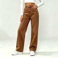 thumbnail image 5 of VALSEEL Womens Jeans High Waist Wide Leg Jeans with Pockets Straight Stretch Zip‑Fly Wrinkle Resistant For Daily Casual Wear Brown, 5 of 6