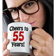 thumbnail image 2 of 3drose, Cheers to 55 Years. Red., 11oz Two-tone Black Mug, 2 of 6