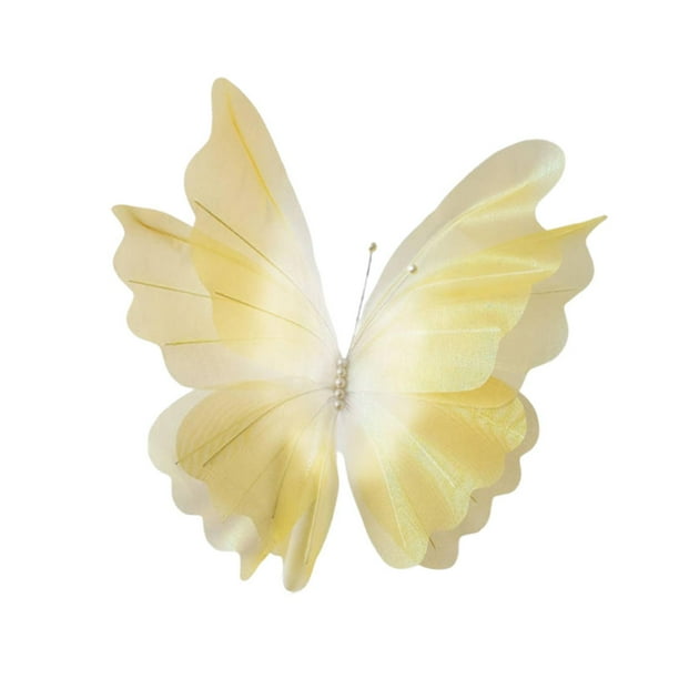 Decoraciones de mariposas de hilo artificial, mariposas colgantes 3D, decoración de pared, foto Amarillo