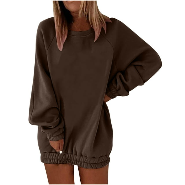 Timegard Sweatshirts for Women Crew Neck Long Sleeve Pullover Fall Winter Loose Comfy Top Solid Color