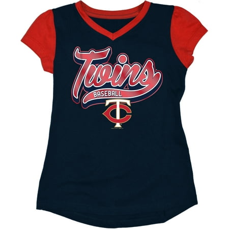 MLB Minnesota Twins Girls Short Sleeve Team Color Graphic Tee