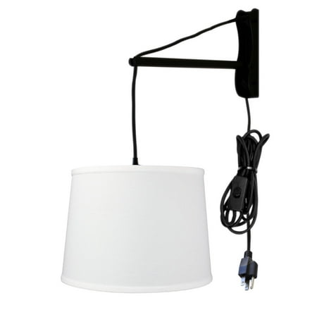 

MAST Plug-In Wall Mount Pendant 1 Light Black Cord/Arm White Shade 12x14x10