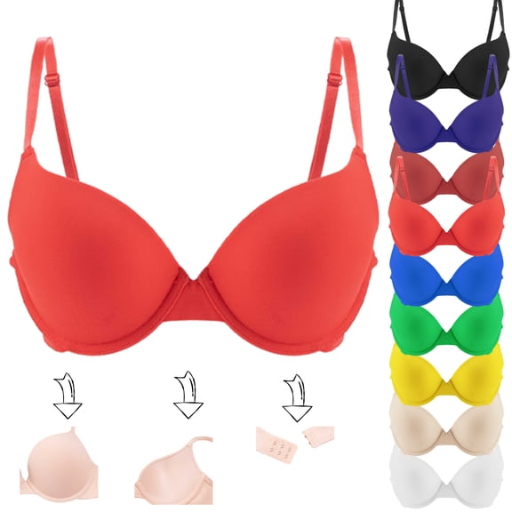 Xdegoge Women's Thin Strap Plunge Bra with Molded Cups, Push-Up Underwire Support Smooth Jelly Bras All-Day Style for Versatile Everyday Wear
