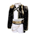 thumbnail image 4 of Popular Singer Group Cosplay Costume, Pop Star Printed Black Outfit with 2 Waist Accessories, Halloween Costumes Outfit, for Halloween Cosplay Party, 4 of 8