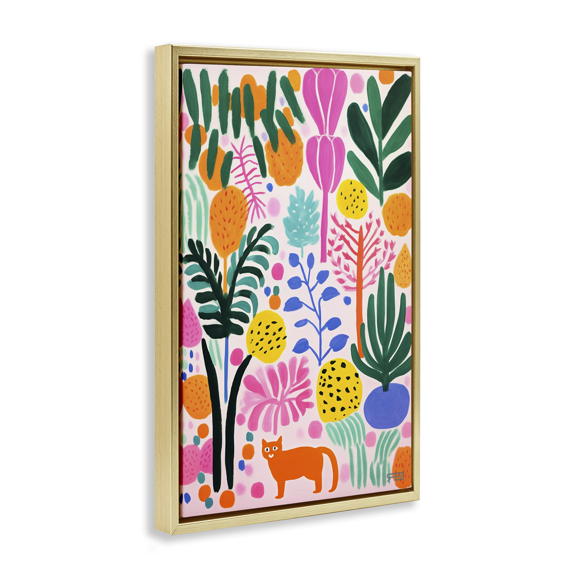 Stupell Industries Fun Botanical Tropics Botanical & Floral Painting Gold Floater Framed Art Print Wall Art, 17 x 25