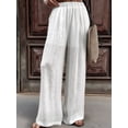 thumbnail image 6 of Womens Casual Fashion Set Tie Waist Irregular Hem Top with Wide Leg Pants Two Piece Outfit White S, 6 of 10