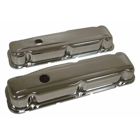 CFR HZ-7554-C 1968-81 Buick Small Block 350 Short Steel Valve Covers - Chrome