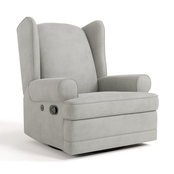 Storkcraft Serenity Wingback Upholstered Recline Glider with USB, Steel