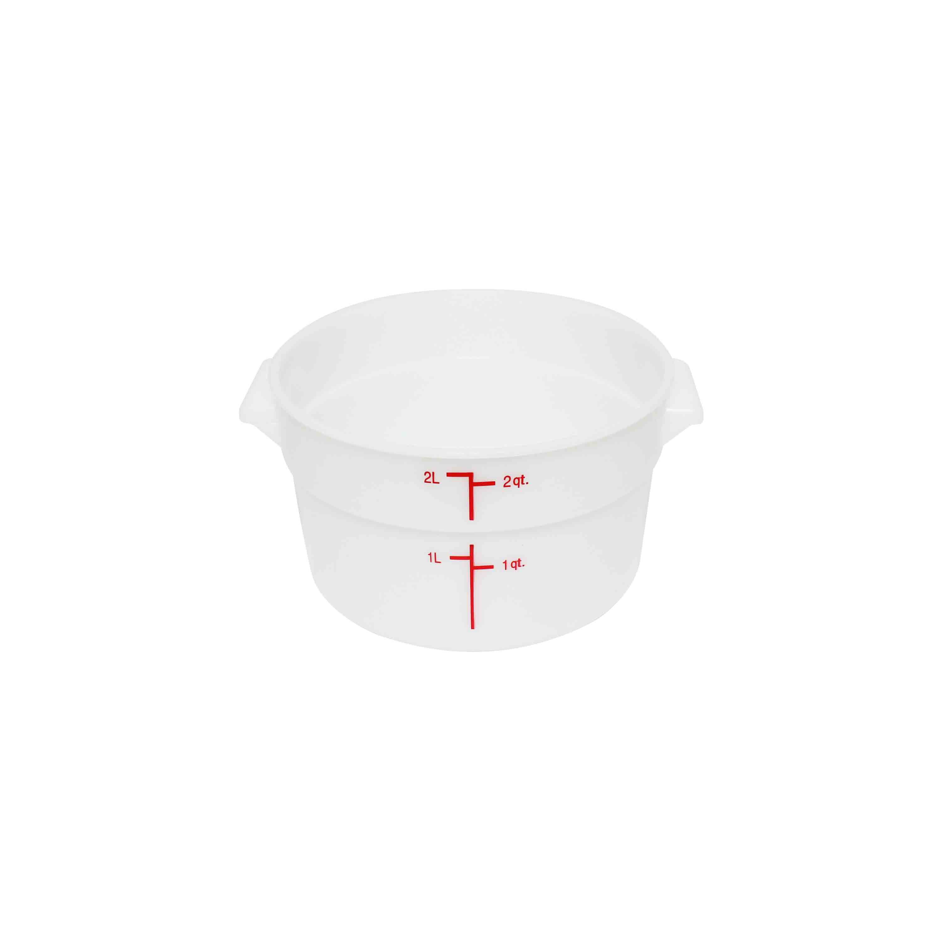 Excellante 2 quart round food storage container, pp, white, NSF certified, comes in each
