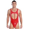 thumbnail image 1 of Eandarui Justaucorps en Cuir Verni Sans Manches en Forme de Cœur avec Queue de Lapin Rouge TTG, 1 of 7
