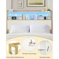 thumbnail image 6 of Headboard with 3-Tier Storage Shelves, Velvet Upholstered Head Board with 2 Outlets, USB Ports & LED Light, Soft Backrest for King Size Bed White and Gold BH19403A, 6 of 9