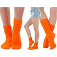 thumbnail image 6 of ToBeInStyle Pack of 3 of Colorful Unisex Fashion Slouch Socks - Orange, 6 of 7