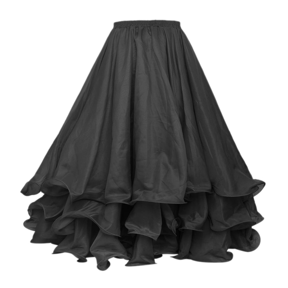 BlackChiffon 2 Layer Reversible Long Skirt Full Circle S~3XL Gypsy25 Color 