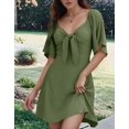 thumbnail image 3 of Robes pour Femmes Printemps Été Décolleté en V Profond Élégante Robe Courte à Nœud Vert Militaire L, 3 of 8