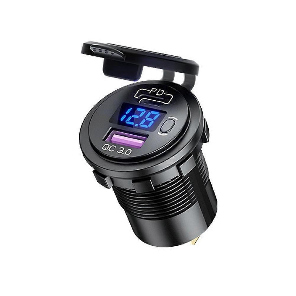 compatible 12-24V Car Charger Adapter PD USB Dual Port Quick Charge Phone Charger with Voltage Display_Perfect Gift