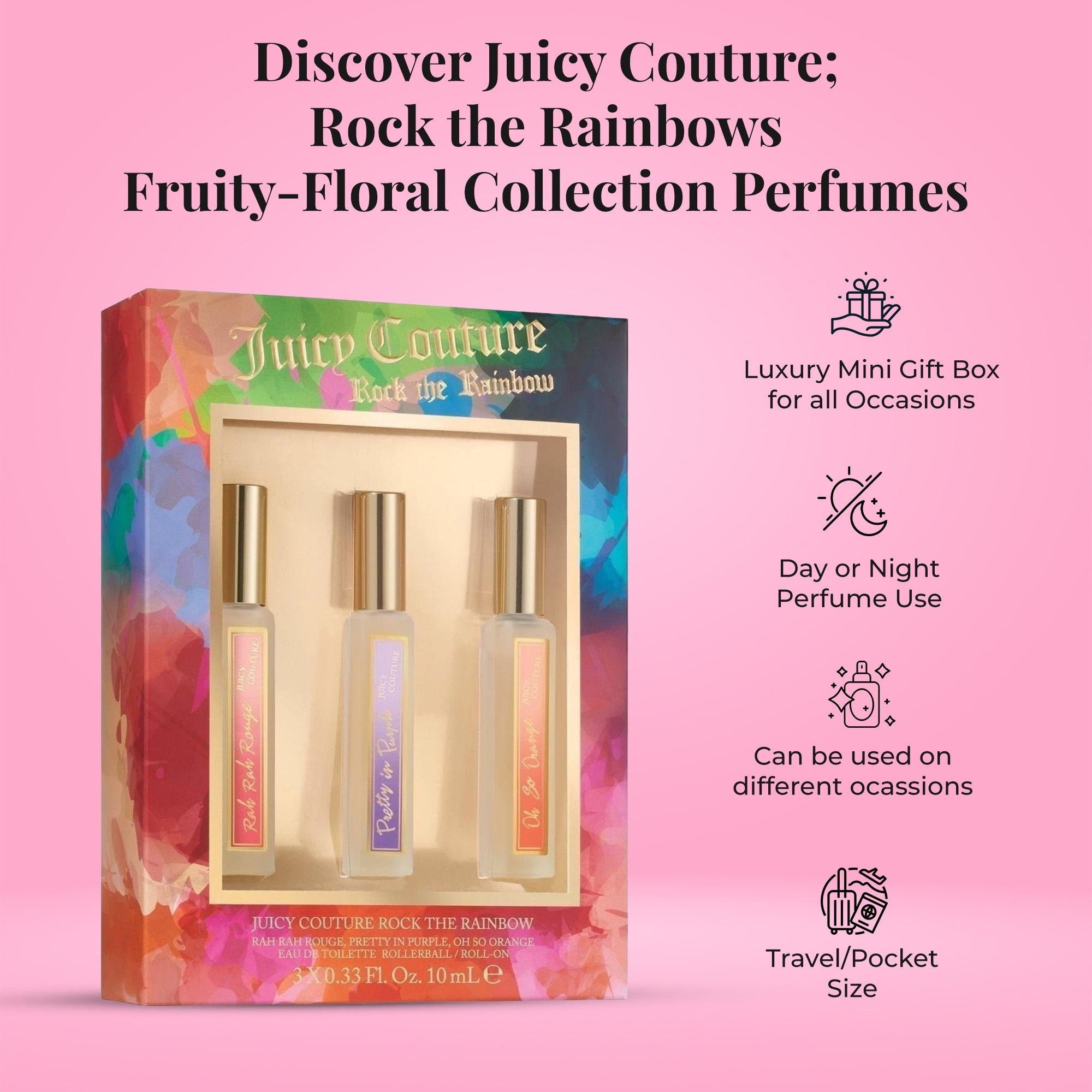 Juicy Jewel フレグランス セット Juicy Couture Rock the Rainbow Perfume Gift Set for Women, 3