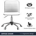 thumbnail image 3 of Chaise de Travail Blanche à Dossier Mi-Haut, Dossier Bas, Cuir PU, Pivotante, Chaise de Coiffeuse de Bureau, Lot de 2, 3 of 7