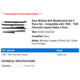 thumbnail image 2 of Door Window Belt Weatherstrip Set 4 Piece Set - Compatible with 1980 - 1985 Chevy Impala Sedan 4-Door 1981 1982 1983 1984, 2 of 2