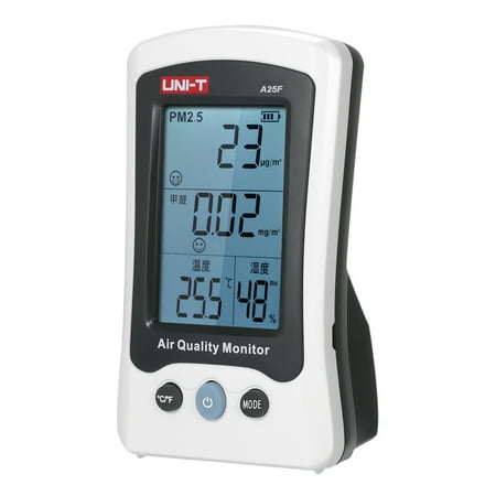 Air Quality Tester UNI-T A25F 4-in-1 HCHO PM2.5 Tester Formaldehyde Haze Dust Tester Meter Temperature and Humidity Meter PM2.5 Air Quality Monitor Rechargeable PM2.5 Detector Thermometer ()