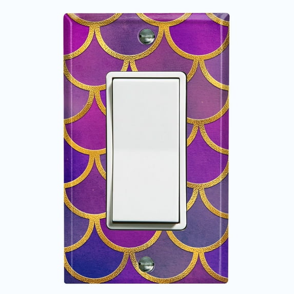 Metal Light Switch Plate Outlet Cover Mermaid Purple MER004