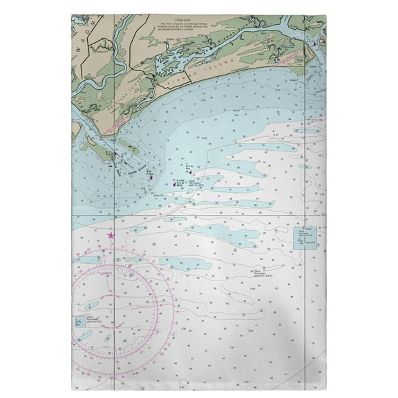 Betsy Drake Interiors Charleston Harbor and Approaches, SC Nautical Map Guest Towel