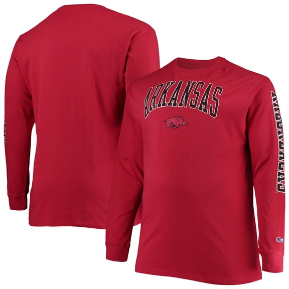 Men's Champion Cardinal Arkansas Razorbacks Big & Tall Arch Over Logo Long Sleeve T-Shirt