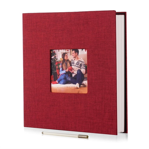 Álbum de fotos HoneyTolly, 33 x 32 cm, funda de lino, 40 páginas, color rojo