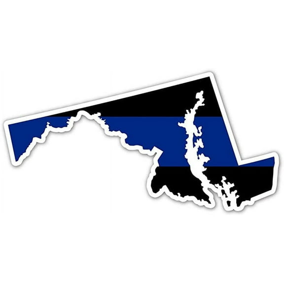 Special COMBO deal! Pack of (5) Five Maryland State Shape Police The Thin Blue Line Ribbon - Law Enforcement Family, Supporter, Personnel Bumper Sticker Decal 3x6 in