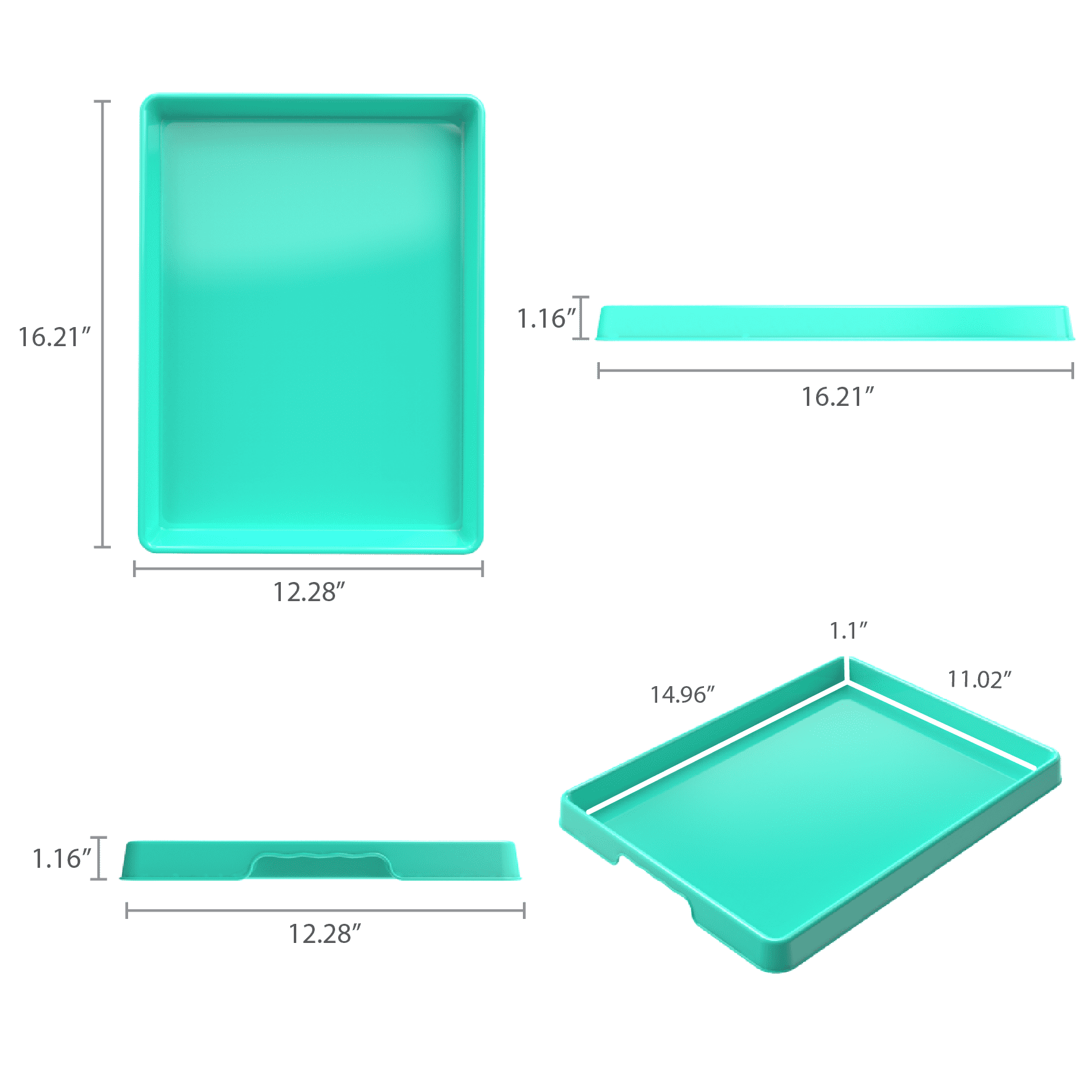 Storex Plastic Craft and Hobby Tray, 12 x 16 in, Teal, 12-Pack
