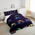 thumbnail image 4 of Erosebridal Comforter Full Size Truck Bedding Set Colorful Trucks Comforter Set Bed Bedding Sets Truck Bedroom Deocr,Cartoon Cars Quilt Set 2 Pillow Cases Navy Blue, 4 of 7