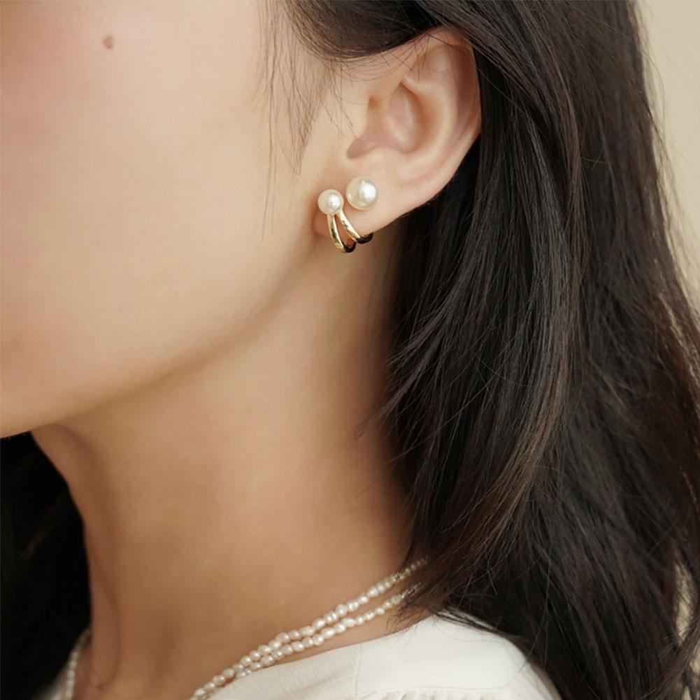 2022 New Retro Light Luxury Pearl Stud Earrings Korean Simple Jewelry S9Z9 N3D5 - image 4 of 8