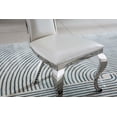 thumbnail image 3 of 2 Pack Dining Chairs with High Unique Backrest, Leatherette Vanity Chair with Silver Stainless Steel Legs for Restaurant Kitchen Bedroom Office, White, 3 of 8