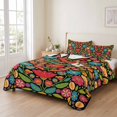 thumbnail image 2 of King Quilt Set 96''x106'', Boho Flower Lightweight Summer Bedspread Coverlet Set with 2 Pillow Shams, Red Blue Yellow Colorful Mexico Tribal Breathable All Season Quilt Bedding for Bedroom/Guest Room, 2 of 9