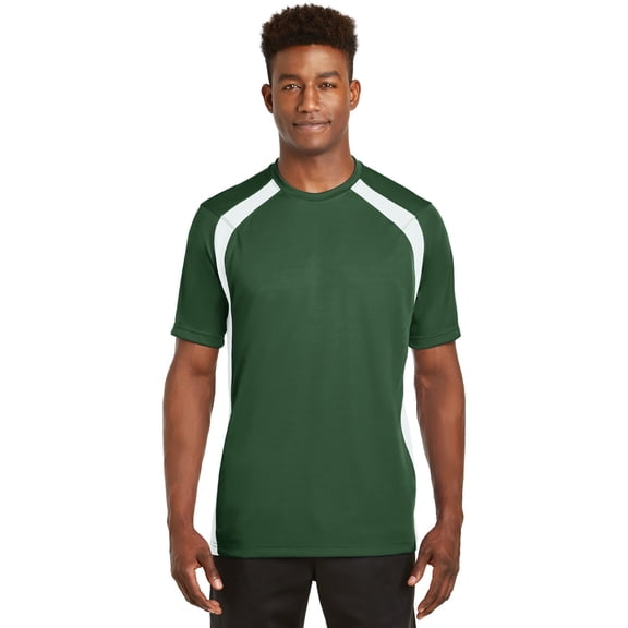 Sport-Tek Dry Zone Colorblock Crew-4XL (Forest Green/White)