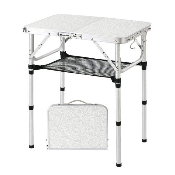 Yhuhwy Folding Camping Table, 2ft Small Portable Lightweight Aluminum Picnic Table with 3 Adjustable Heights for Indoor Outdoor Camp BBQ Beach