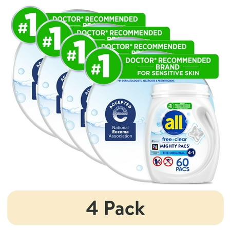 (4 pack) all Free Clear Mighty Pacs, 60 Count