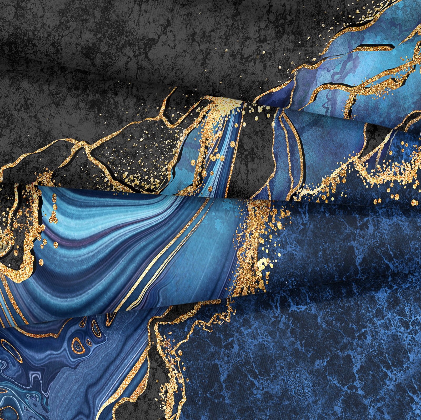 MOVE OVER Blue Gold Marble Comforter Set King Blue Marble Bedding Sets Abstract Marble Textured Pattern Microfiber Filling Down Duvet