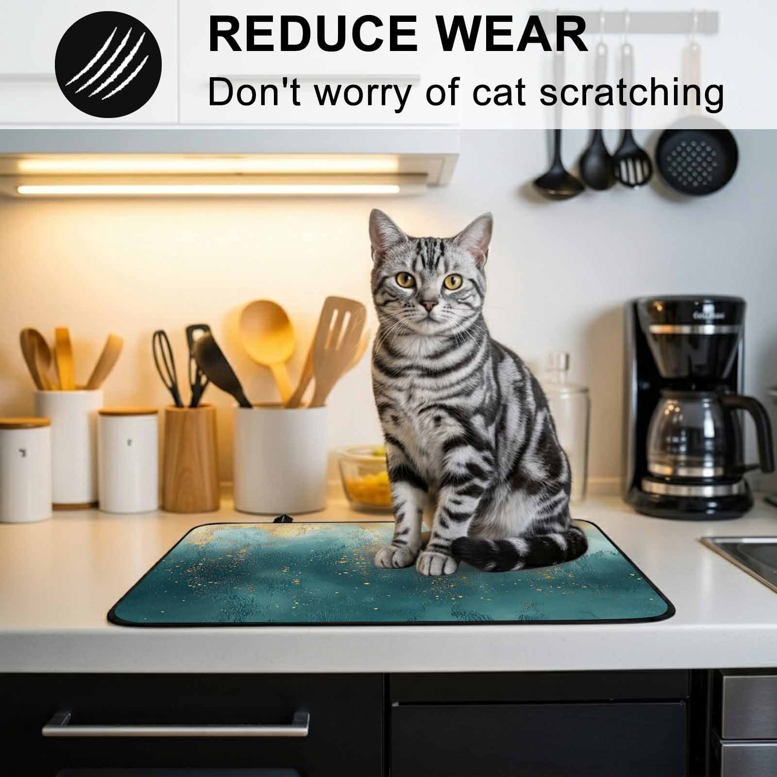 Abstract Turquoise Gold Stove Top Cover for Electric Stove, Heat-proof & Non Slip Glass Top Stove Cover Protector, Modern Minimalist Art Kitchen Flat Cooktop Rubber Mat 24x21 Inches