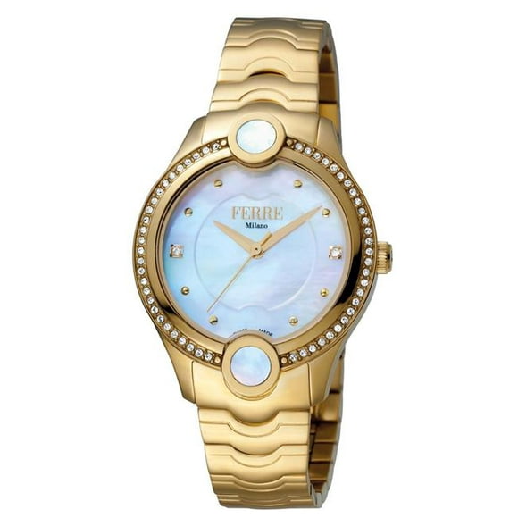 Ferre Milano FM1L082M0021 Womens Swiss Made Quartz Gold Bracelet Watch with Silver Dial
