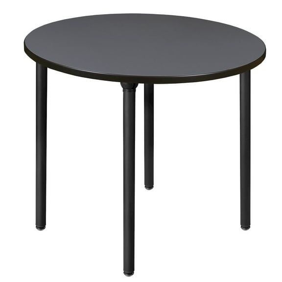 Regency 42 in. Medium Round Breakroom Table- Grey Top, Black Folding Legs