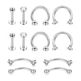 thumbnail image 1 of 12 Unids / Set Stainlee Steel Nose Eyebrow Lip Studs Pendientes para Street Casual Ocasión Especial Aniversario de Acción de Gracias Sunnimix Joyas perforantes, 1 of 8