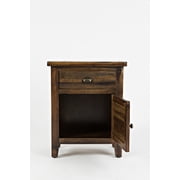 Jofran Artisans Craft Rustic Farmhouse Distressed Solid Wood Accent Table with One Door and Storage Drawer