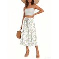 thumbnail image 2 of WTOBBY Women's Bohemian Floral Print Casual Skirt with Secure Side Pocket, Temperament Style Skirt for Everyday Wear Boho Fashion and Music Festivals,White S, 2 of 4