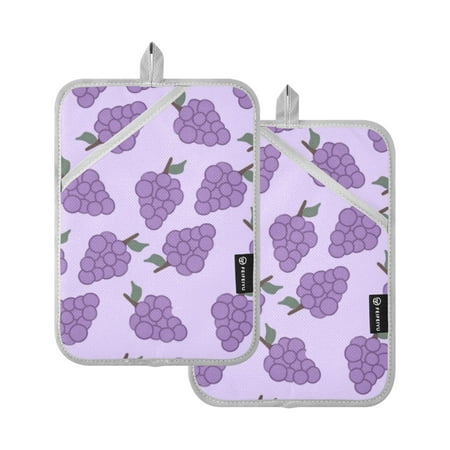

Pot Holders Set of 2 Heat Resistant Potholders for Kitchen Easy Grip Oven Mitts for Microwave Oven Baking Kitchen BBQ Grape Pattern