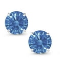 thumbnail image 2 of Gem Stone King 10K White Gold Fancy Blue Zirconia Stud Earrings for Women Men (2.56 Cttw, Gemstone Birthstone, Round 7MM), 2 of 5